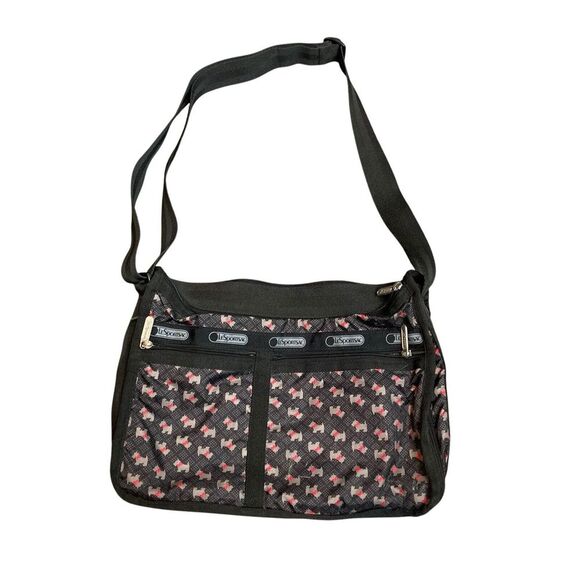 LeSportsac Womens Very Rare Schnauzer Print Expanded Crossbody Bag Boho Washable - Picture 1 of 10